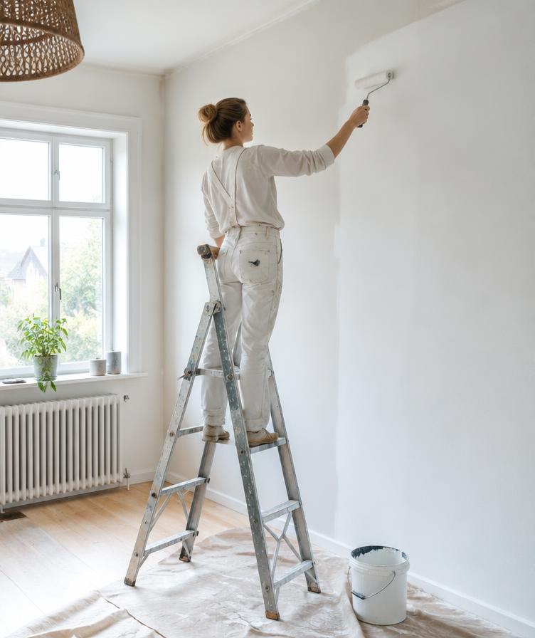 Målare målar en vägg
